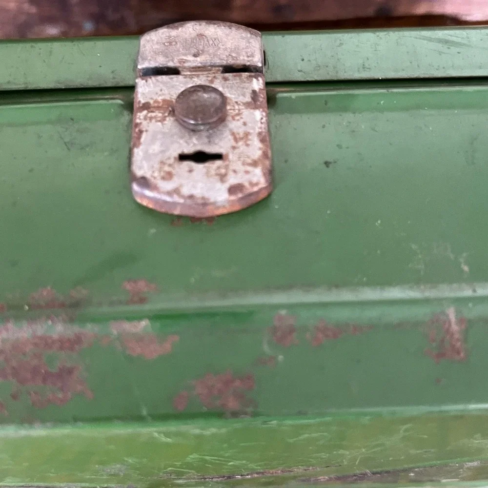 Vintage Climax Green Metal Toolbox Industrial Steel Storage Box Small Chest